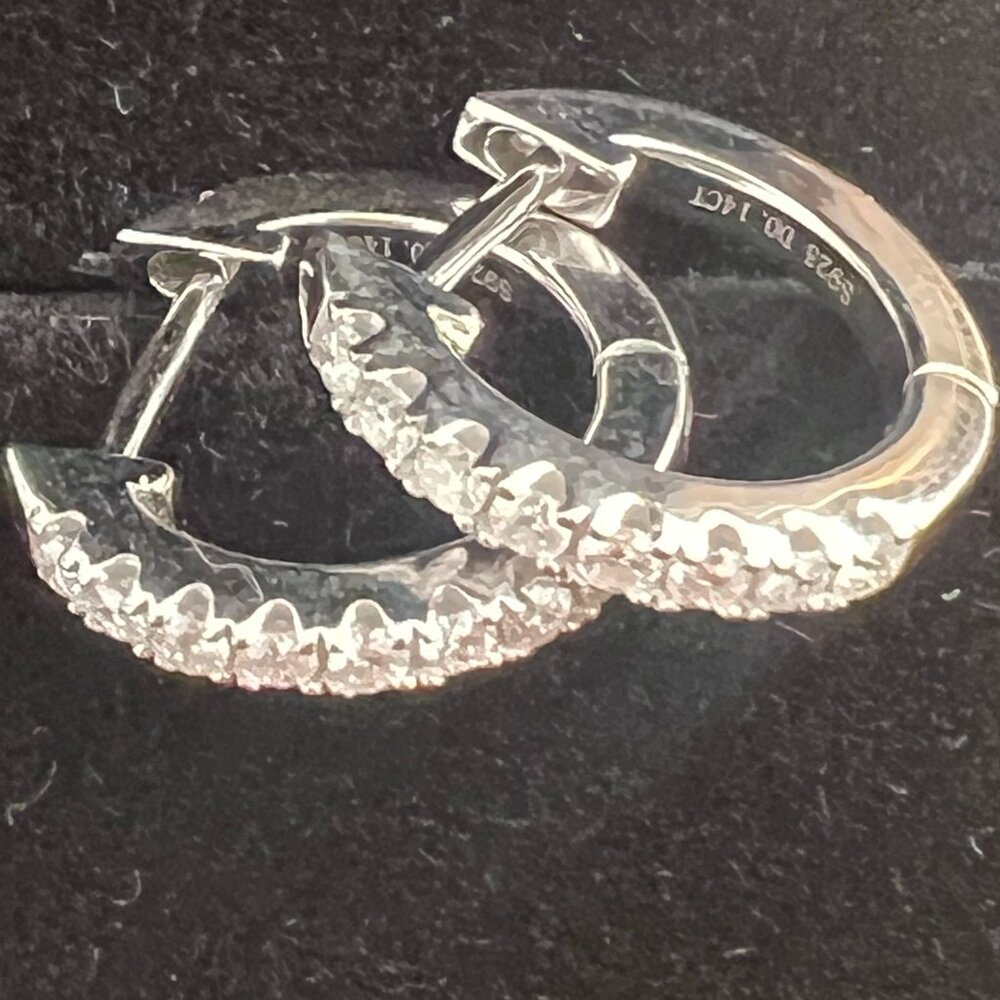 Moissanite Huggie Hoops, 925 Sterling Silver